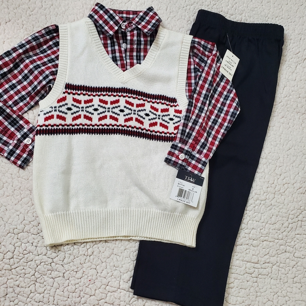 3 Piece Matching Set Sweater Vest/Button Down/Dress Pants Size 4 Regular